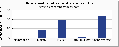 tryptophan and nutrition facts in pinto beans per 100g